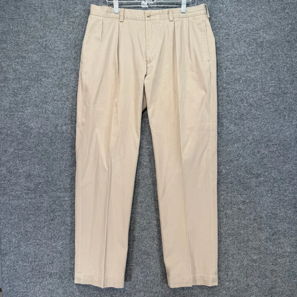 Polo Ralph Lauren Chino Pants Mens 35x32 Tan Pleated Classic Khaki‎ Trousers